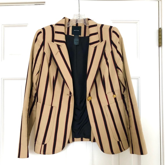 Smythe Jackets & Blazers - Smythe Duchess Blazer Striped Leather Elbow Patch